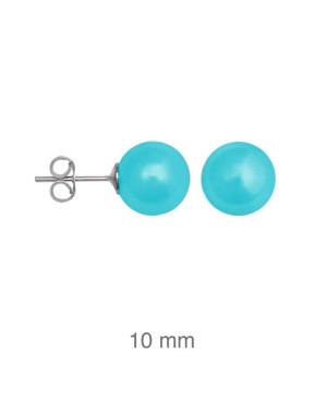 Pendientes Perla Azul 10mm Plata Ley
