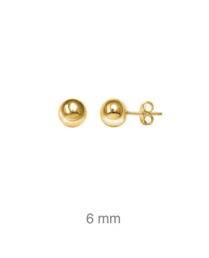 Pendientes Bola 6mm Plata Ley con Baño de Oro