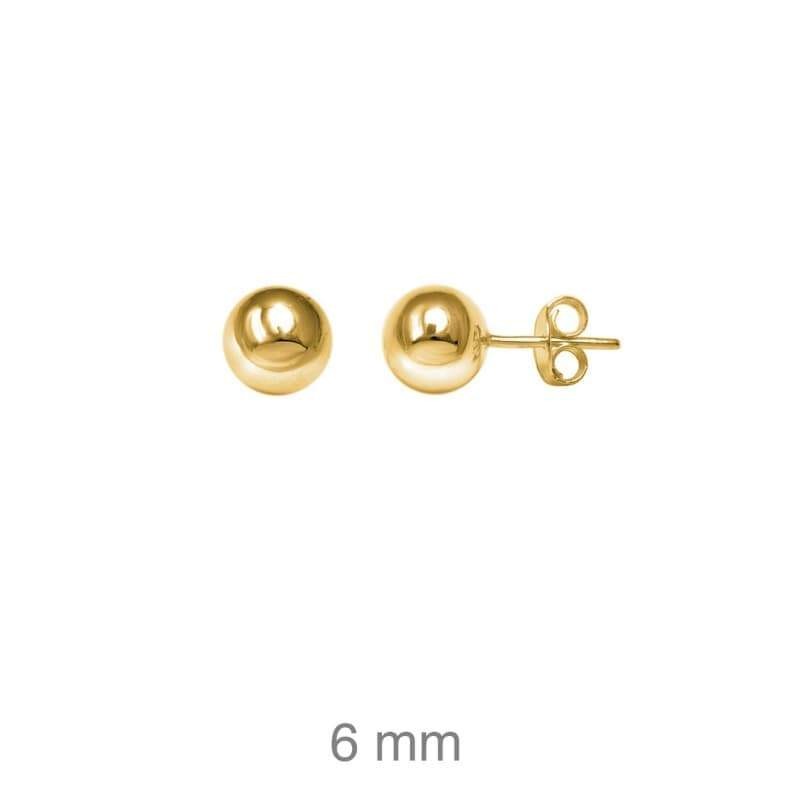Pendientes Bola 6mm Plata Ley con Baño de Oro