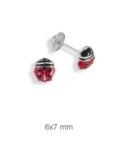 Pendientes Mariquita 7mm Rosca Plata Ley