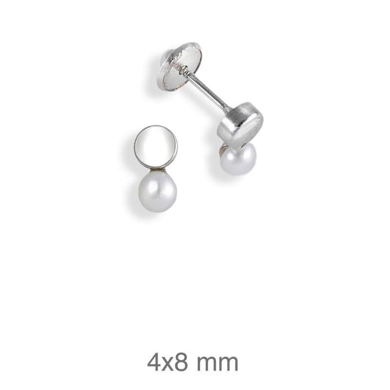 Pendientes Perla Rosca Plata Ley