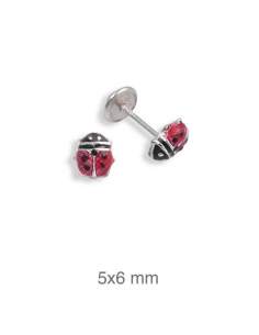 Pendientes Mariquita 5mm Rosca Plata Ley