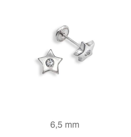 Pendientes Estrella Circonita Rosca Plata Ley