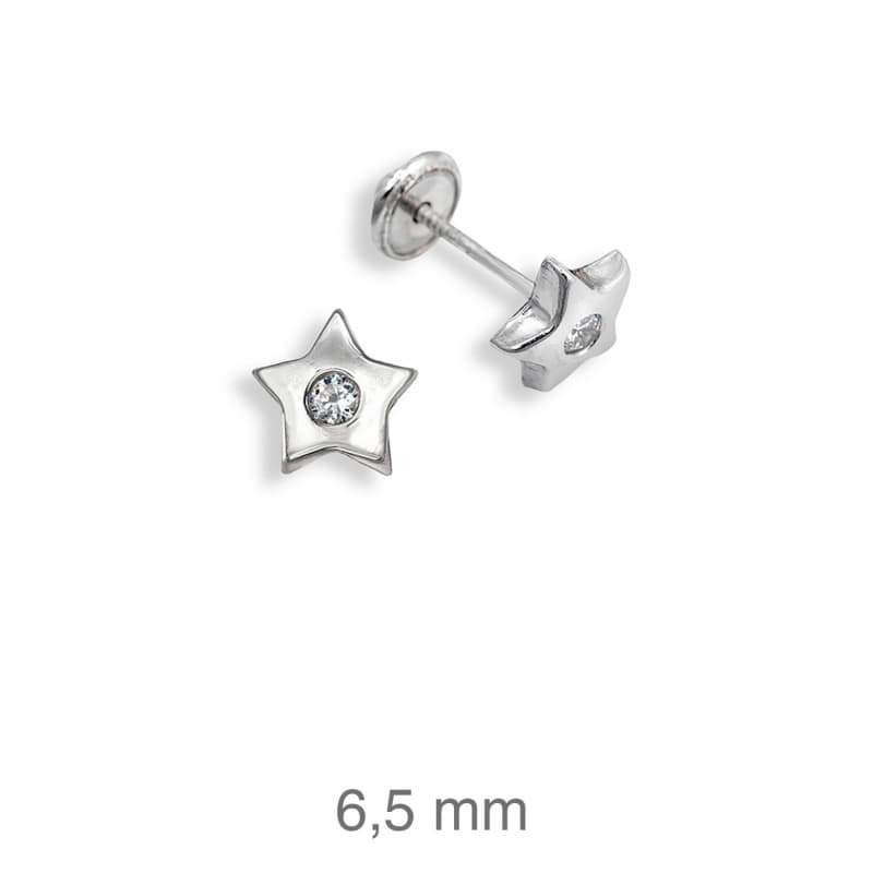 Pendientes Estrella Circonita Rosca Plata Ley