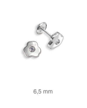 Pendientes Flor Circonita Rosca Plata Ley