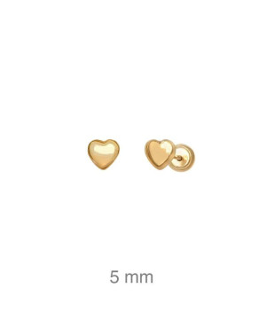 Pendientes Corazón Rosca Plata Ley con Baño de Oro