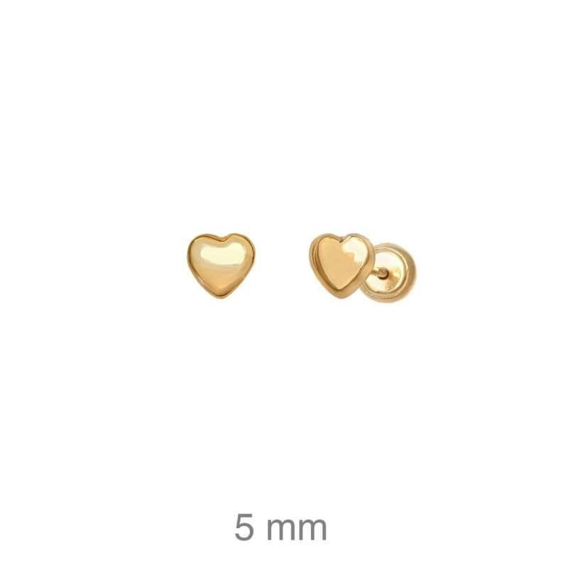 Pendientes Corazón Rosca Plata Ley con Baño de Oro