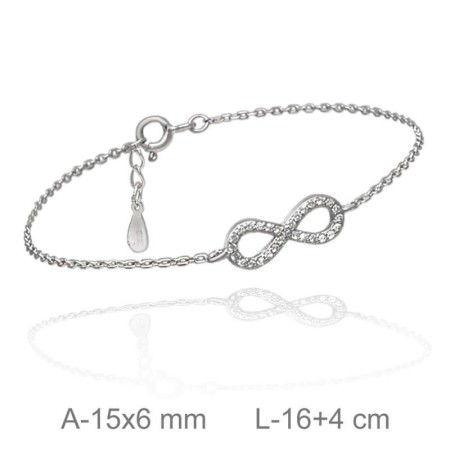 Pulsera Infinito Circonitas Plata Ley