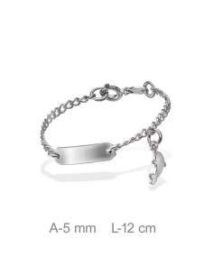 Pulsera Placa Bebé Delfín Plata Ley