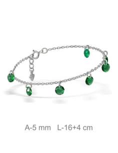 Pulsera Cristal Verde Plata Ley