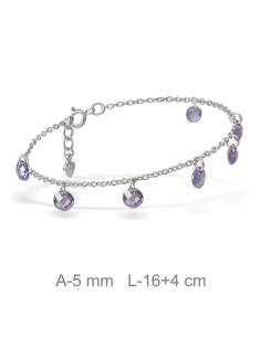 Pulsera Cristal Violeta Plata Ley