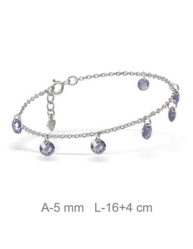 Pulsera Cristal Violeta Plata Ley