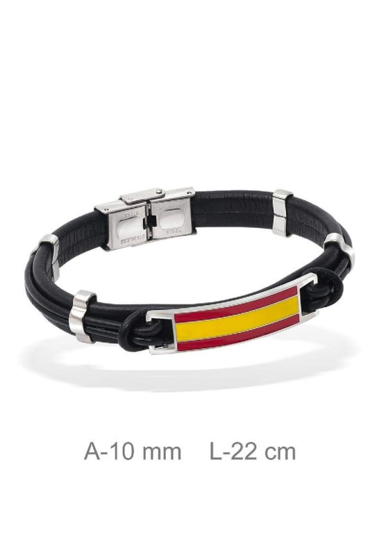 Pulsera España de Acero y  Piel