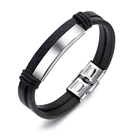 Pulsera de Acero y  Piel