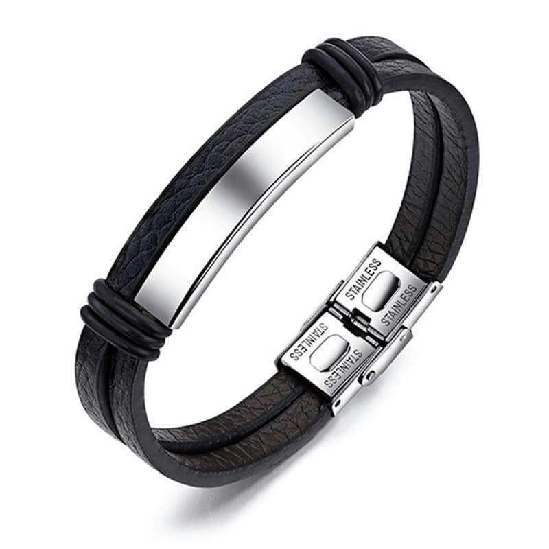 Pulsera de Acero y  Piel