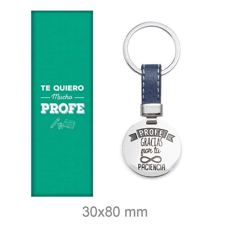 Llavero Profe Acero y Piel Azul