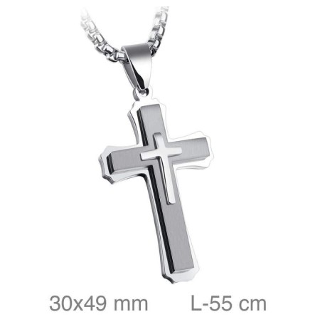 Cadena con Cruz en Acero
