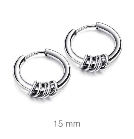 Pendientes Aro con Anillas en Acero