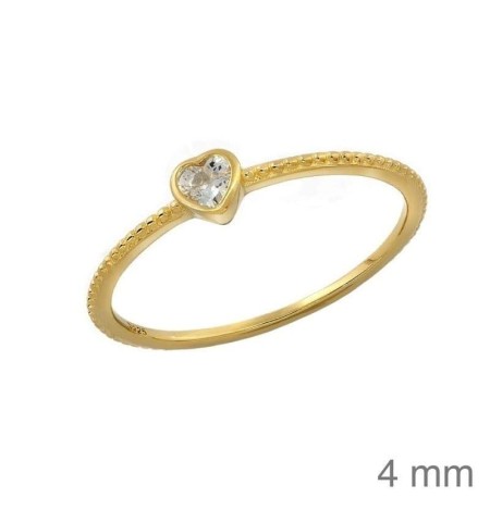 Mini Anillo Corazón de Plata Ley con Baño de Oro