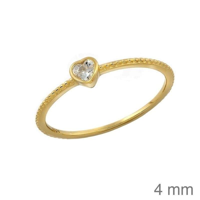 Mini Anillo Corazón de Plata Ley con Baño de Oro