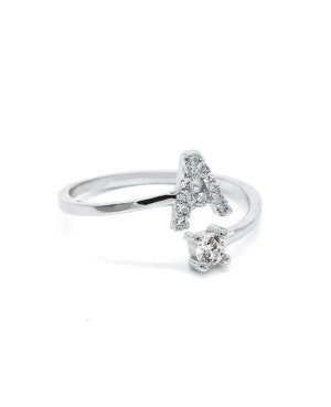 Anillo Personalizado Letter Circonita Plata Ley