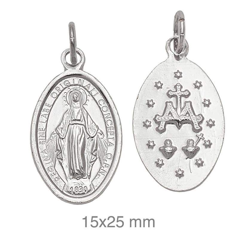 Medalla Virgen Milagrosa 15x25 Plata Ley