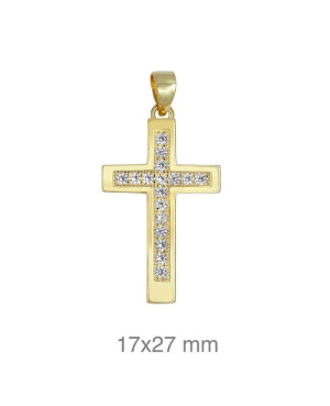 Cruz con Circonitas de Plata Ley con Baño de Oro