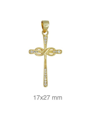 Cruz con el Infinito y Circonitas de Plata Ley con Baño de Oro