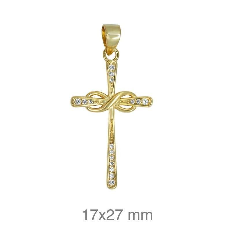 Cruz con el Infinito y Circonitas de Plata Ley con Baño de Oro