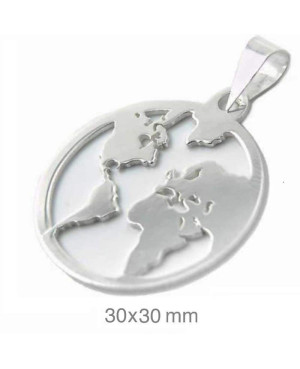 Colgante Mundo 30mm Plata Ley