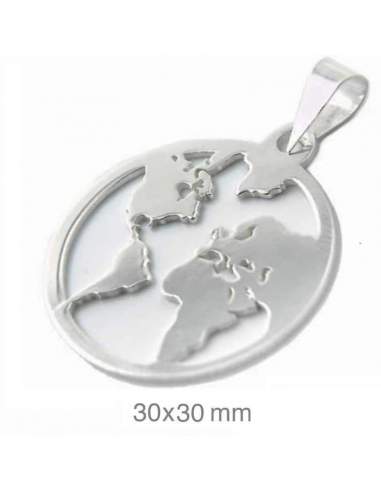 Colgante Mundo 30mm Plata Ley