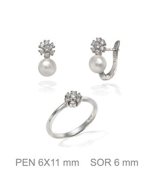 Conjunto Comunión Circonitas y Perla Plata Ley