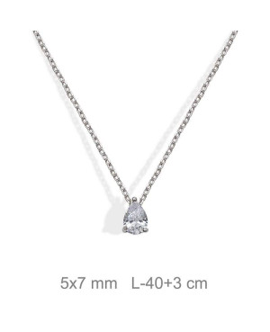 Collar Circonita Lágrima Plata Ley