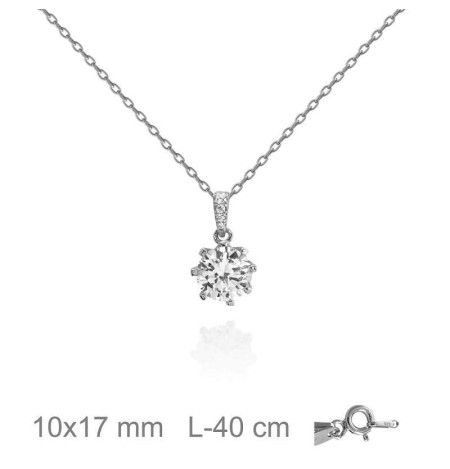 Collar Flor Circonitas Plata Ley