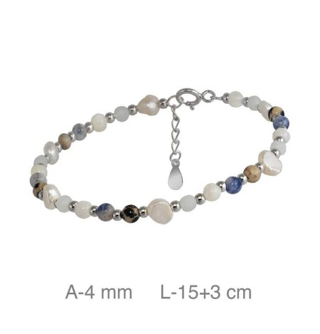 Pulsera Perlas y Piedras Plata Ley