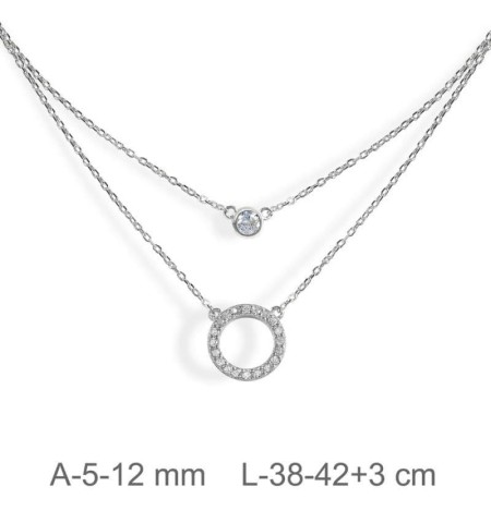 Collar Doble Circle de Circonitas y Circonita Plata Ley