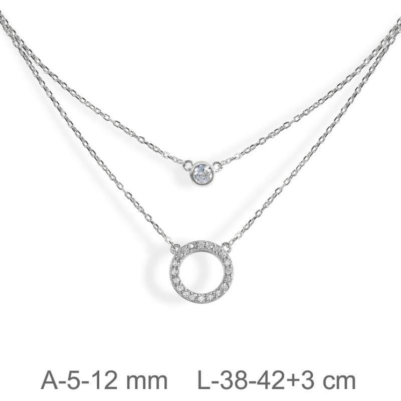 Collar Doble Circle de Circonitas y Circonita Plata Ley