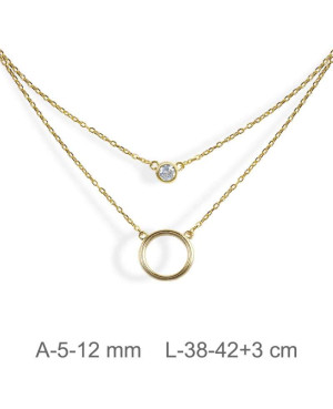 Collar Doble Circle y Circonita Plata Ley con Baño en Oro