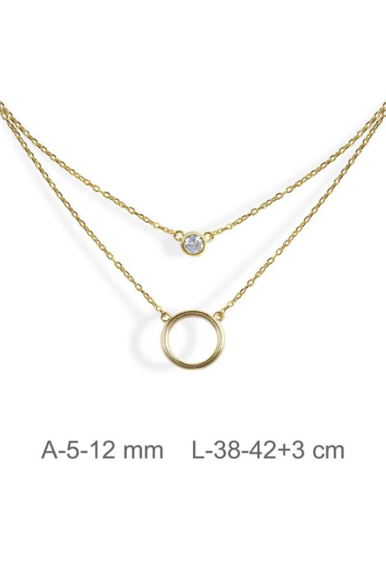 Collar Doble Circle y Circonita Plata Ley con Baño en Oro