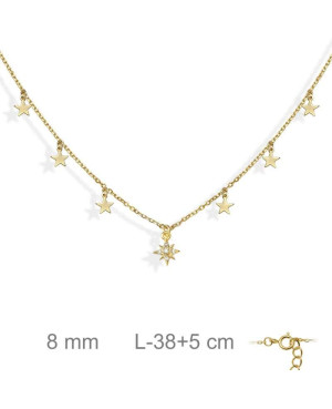 Collar Charms Estrella Polar Plata Ley con Baño en Oro