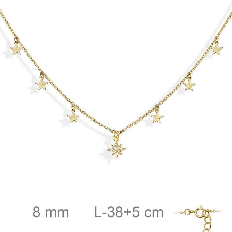 Collar Charms Estrella Polar Plata Ley con Baño en Oro