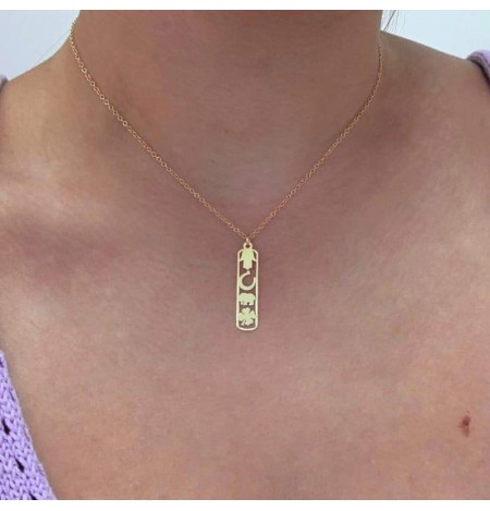 Collar con Colgante Amuletos Plata Ley con Baño en Oro