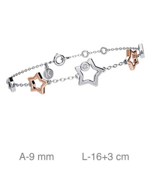 Pulsera Estrellas Bicolor Plata Ley con Baño de Oro Rosa