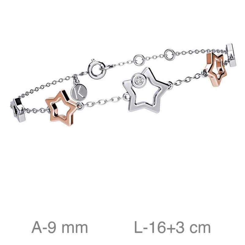 Pulsera Estrellas Bicolor Plata Ley con Baño de Oro Rosa