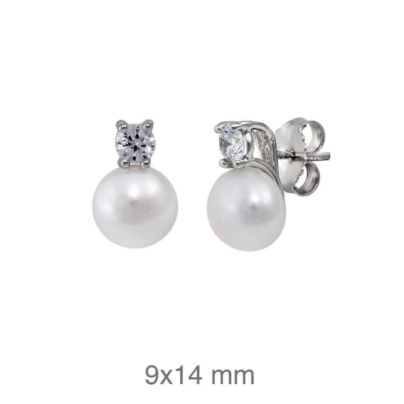 Pendientes Tu y Yo Perla Circonita Plata Ley