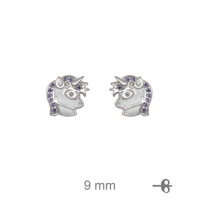 Pendientes Unicornio Circonita Plata Ley