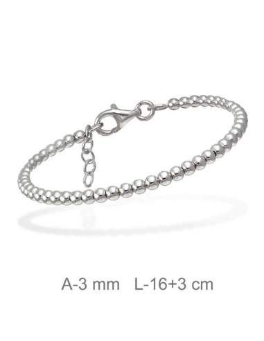 Pulsera Bolas 3mm Plata Ley Pulsera Bolas 3mm Plata Ley