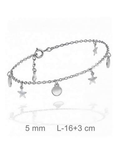 Pulsera Estrellas y Chapitas Plata Ley