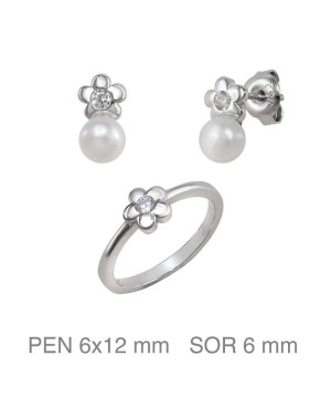 Conjunto Comunión Circonitas y Perla Plata Ley