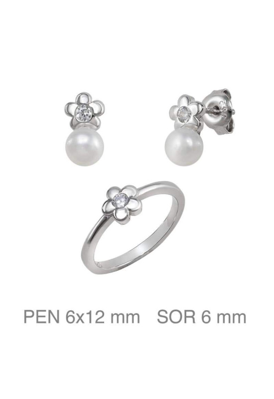 Conjunto Comunión Circonitas y Perla Plata Ley